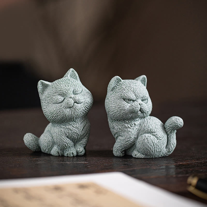 Buddha Stones Small Cat Home Tea Pet Figurine Desk Decoration