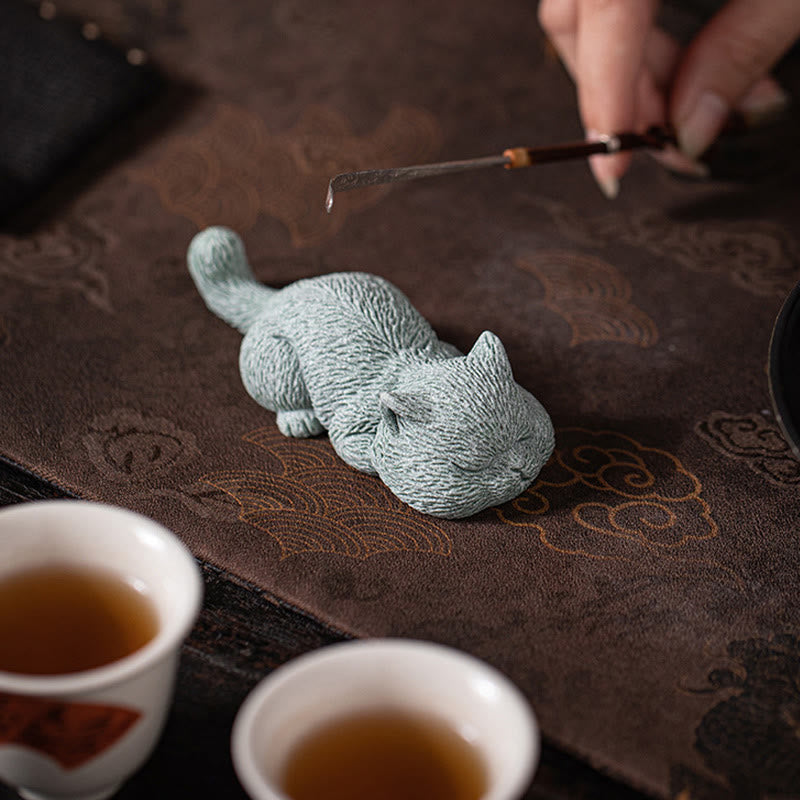 Buddha Stones Small Cat Home Tea Pet Figurine Desk Decoration - image 9