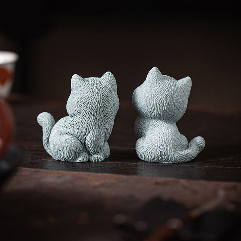 Buddha Stones Small Cat Home Tea Pet Figurine Desk Decoration - image 12