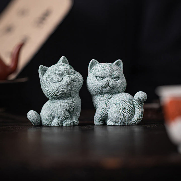 Buddha Stones Small Cat Home Tea Pet Figurine Desk Decoration