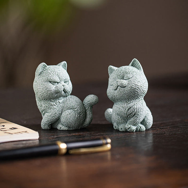 Buddha Stones Small Cat Home Tea Pet Figurine Desk Decoration - image 18