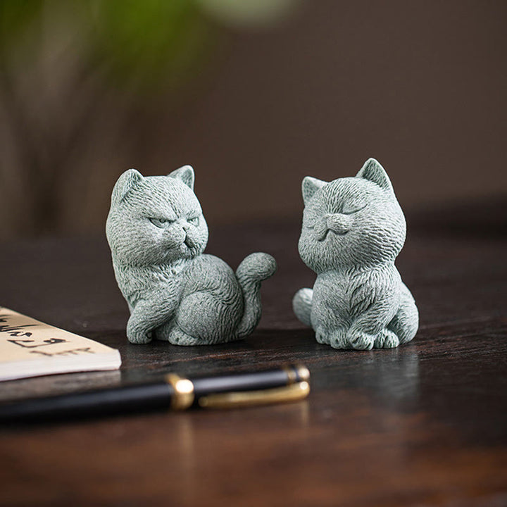 Buddha Stones Small Cat Home Tea Pet Figurine Desk Decoration - image 14