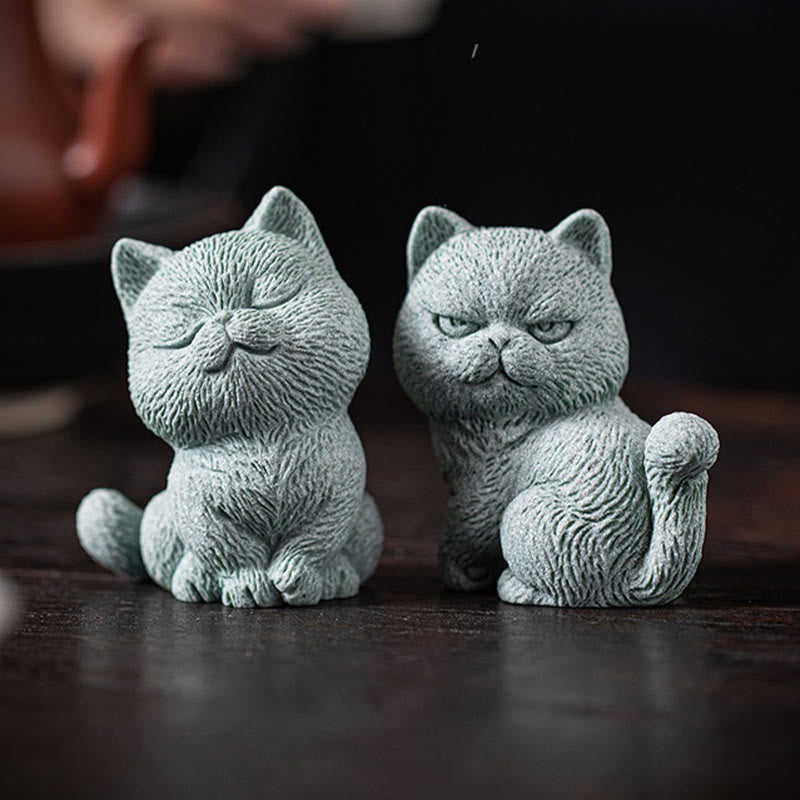 Buddha Stones Small Cat Home Tea Pet Figurine Desk Decoration - image 19