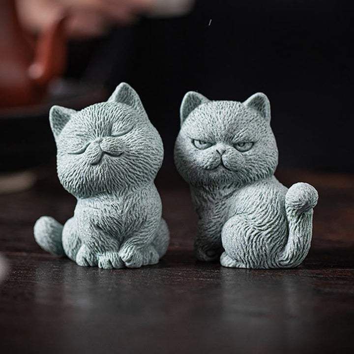 Buddha Stones Small Cat Home Tea Pet Figurine Desk Decoration - image 19
