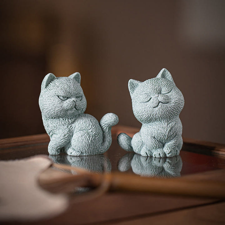 Buddha Stones Small Cat Home Tea Pet Figurine Desk Decoration - image 20
