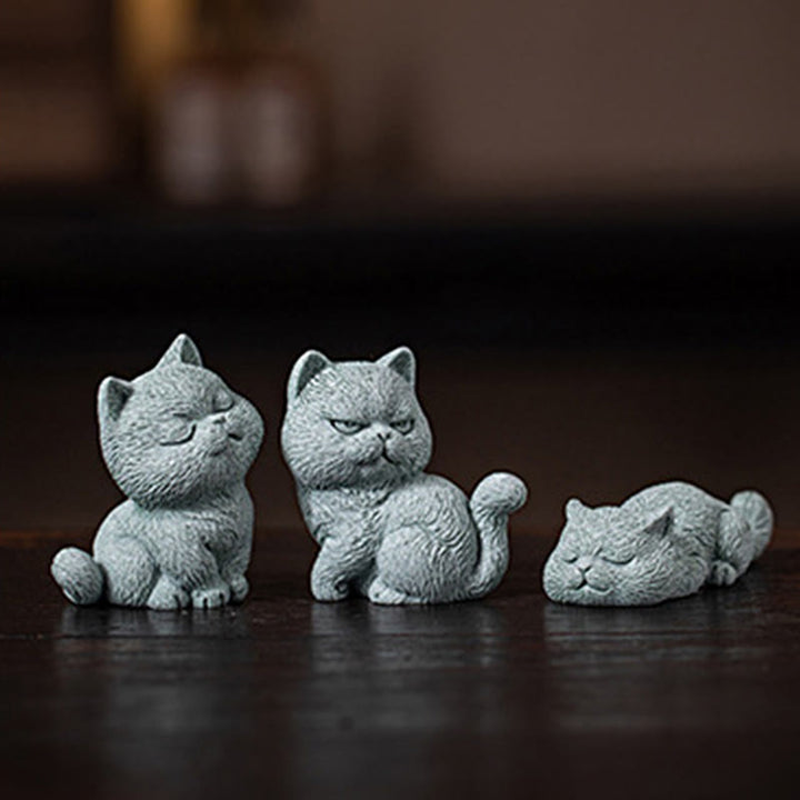 Buddha Stones Small Cat Home Tea Pet Figurine Desk Decoration