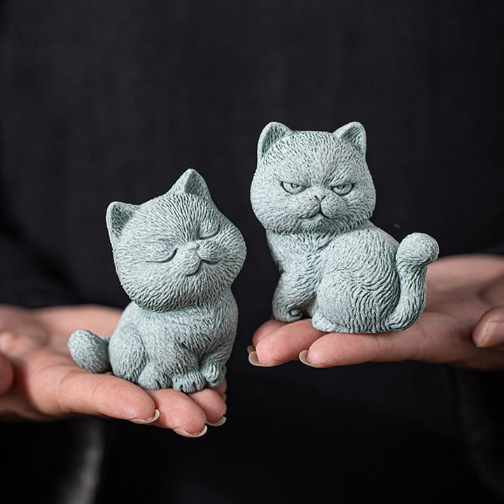 Buddha Stones Small Cat Home Tea Pet Figurine Desk Decoration