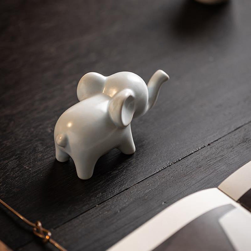 Buddha Stones Small Ceramic Elephant Home Tea Pet Figurine Desk Decoration - image 12