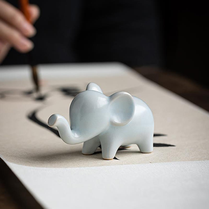 Buddha Stones Small Ceramic Elephant Home Tea Pet Figurine Desk Decoration - image 9