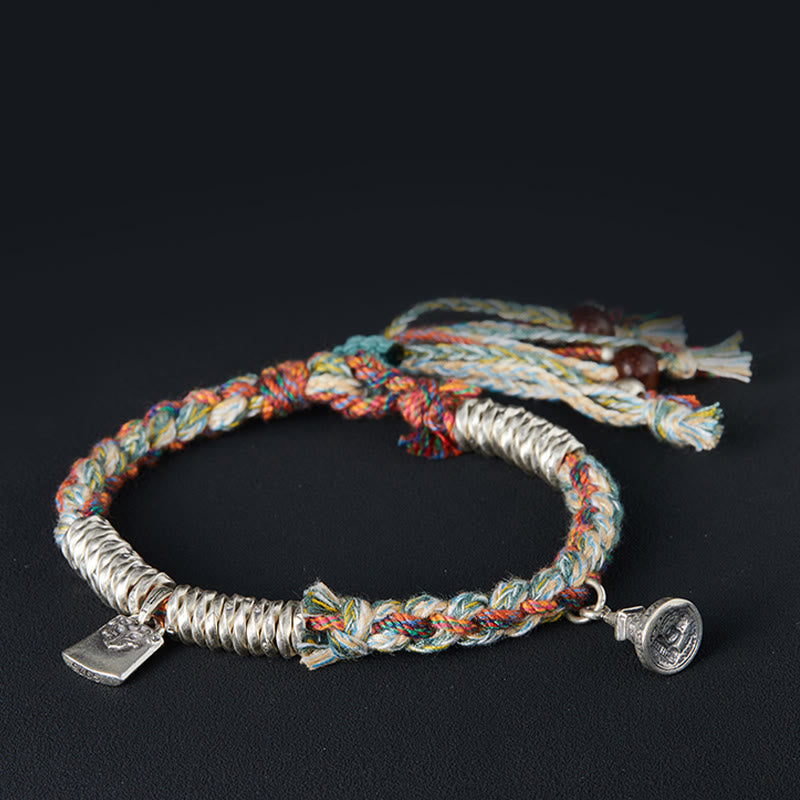 Buddha Stones 925 Sterling Silver Handmade Protection Multiple Strands Bracelet - 19cm fit for Wrist Circumference 17cm - image 0