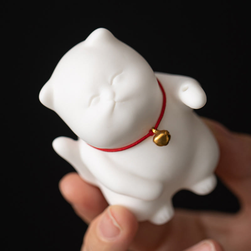 Buddha Stones Mini Cute Cat Ceramic Healing Incense Burner Desk Decoration - image 6