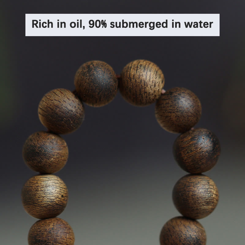 Buddha Stones 108 Mala Beads Nha Trang Bai Qinan Agarwood Cyan Jade Amber Strength Meditation Bracelet