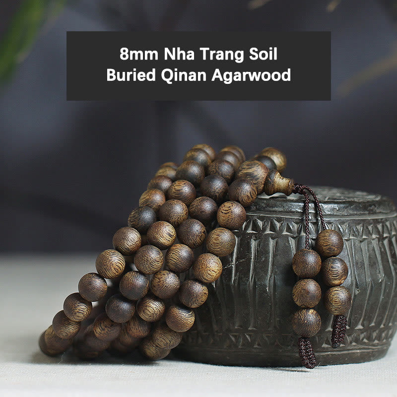 Buddha Stones 108 Mala Beads Nha Trang Soil Buried Qinan Agarwood Balance Strength Bracelet