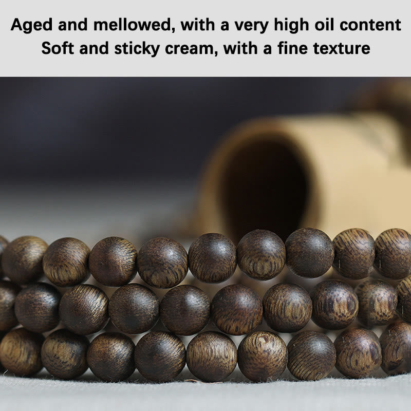 Buddha Stones 108 Mala Beads Nha Trang Soil Buried Qinan Agarwood Balance Strength Bracelet