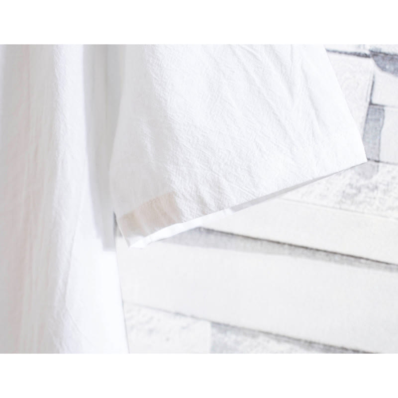 Buddha Stones 2Pcs Solid Color Cotton Button Short Sleeve T-shirt Pants Men's Set - image 6