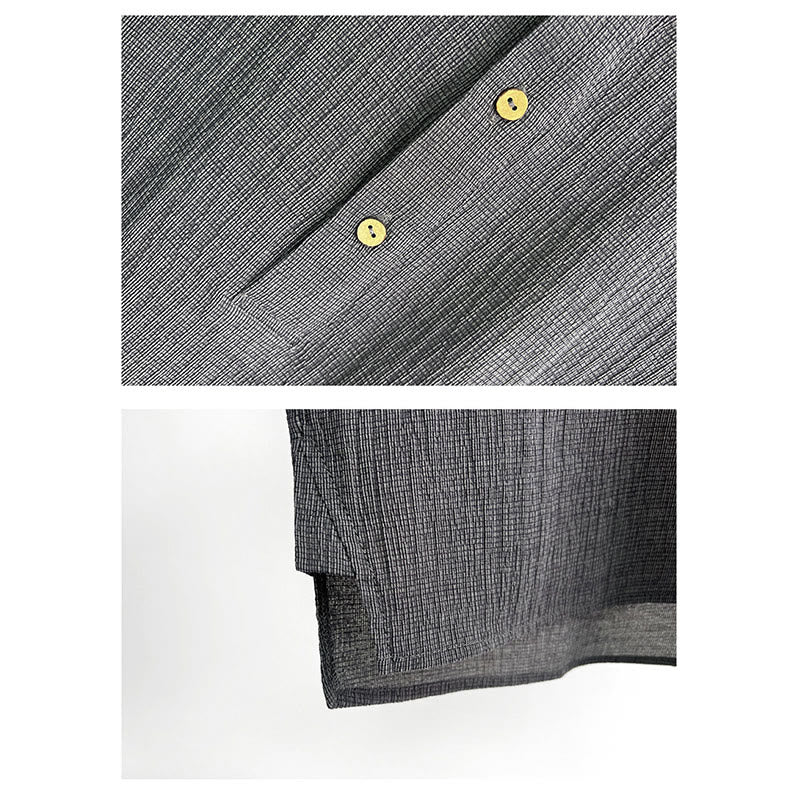 Buddha Stones Summer Solid Color Men Short Sleeve Button Shirt - image 5