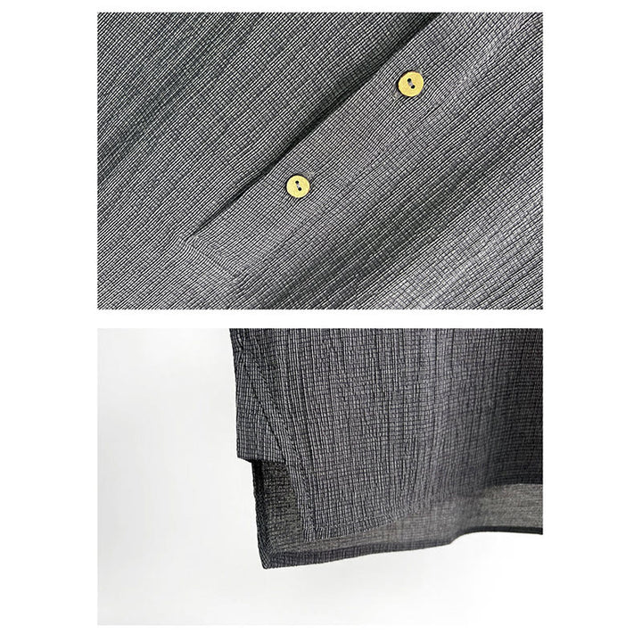 Buddha Stones Summer Solid Color Men Short Sleeve Button Shirt - image 5