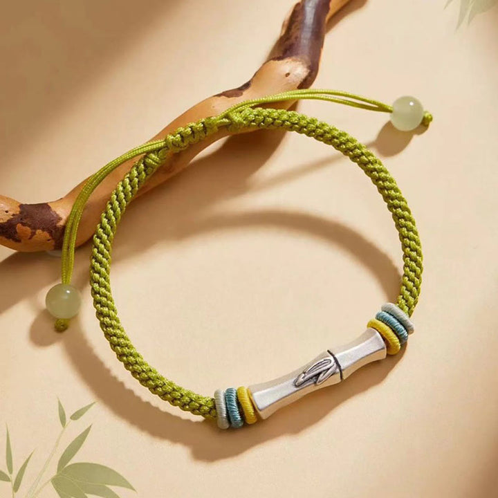 Buddha Stones 999 Sterling Silver Red String Bamboo Enlightenment Bracelet - image 2