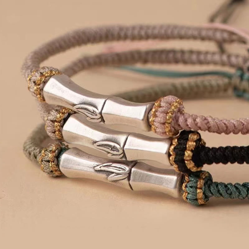 Buddha Stones 925 Sterling Silver Bamboo Protection Braided Bracelet - image 13