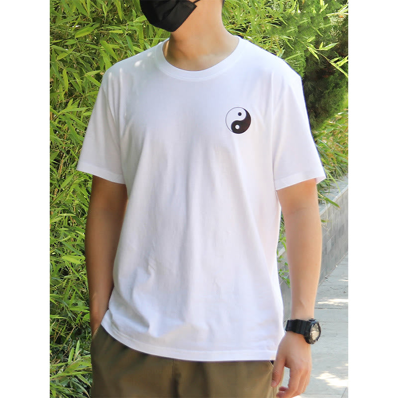 Buddha Stones Men's Summer Round Neck Short Sleeve Yin Yang Cotton T-Shirt