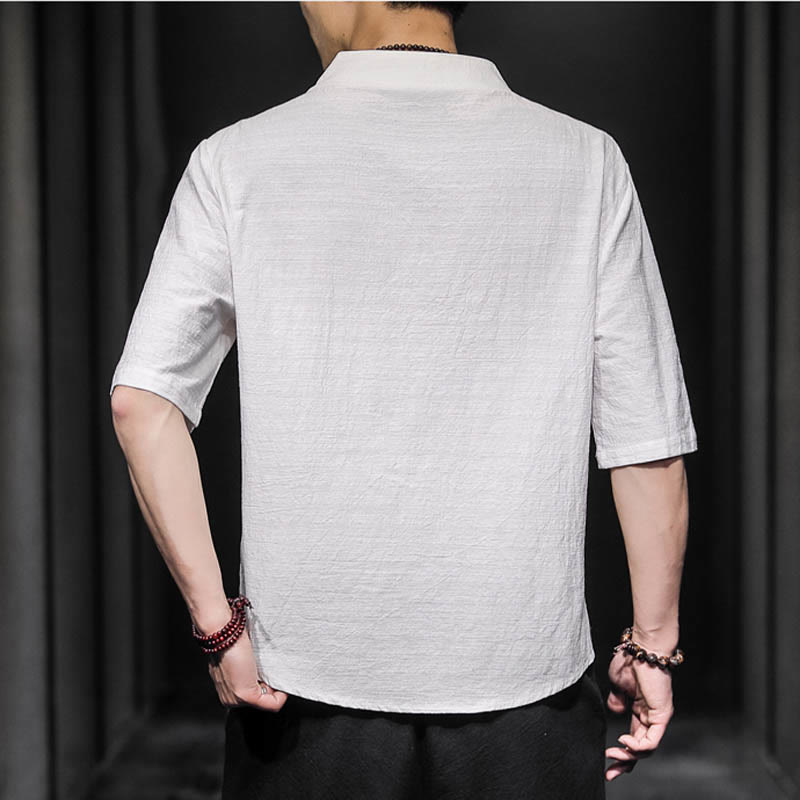 Buddha Stones Casual Summer Half Sleeve Shirt Cotton Men Clothing - image 2