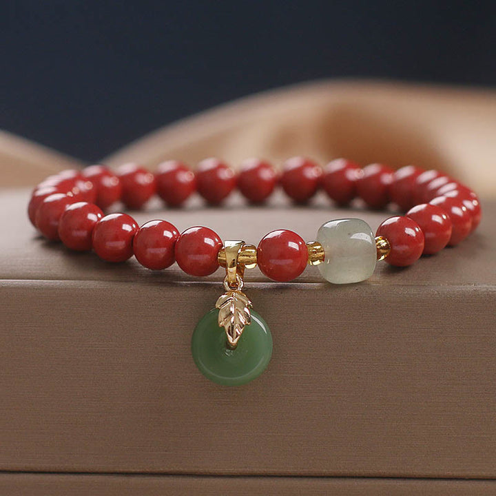 Buddha Stones Lucky Cinnabar Peace Buckle Blessing Bracelet