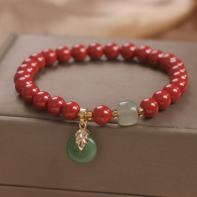 Buddha Stones Lucky Cinnabar Peace Buckle Blessing Bracelet