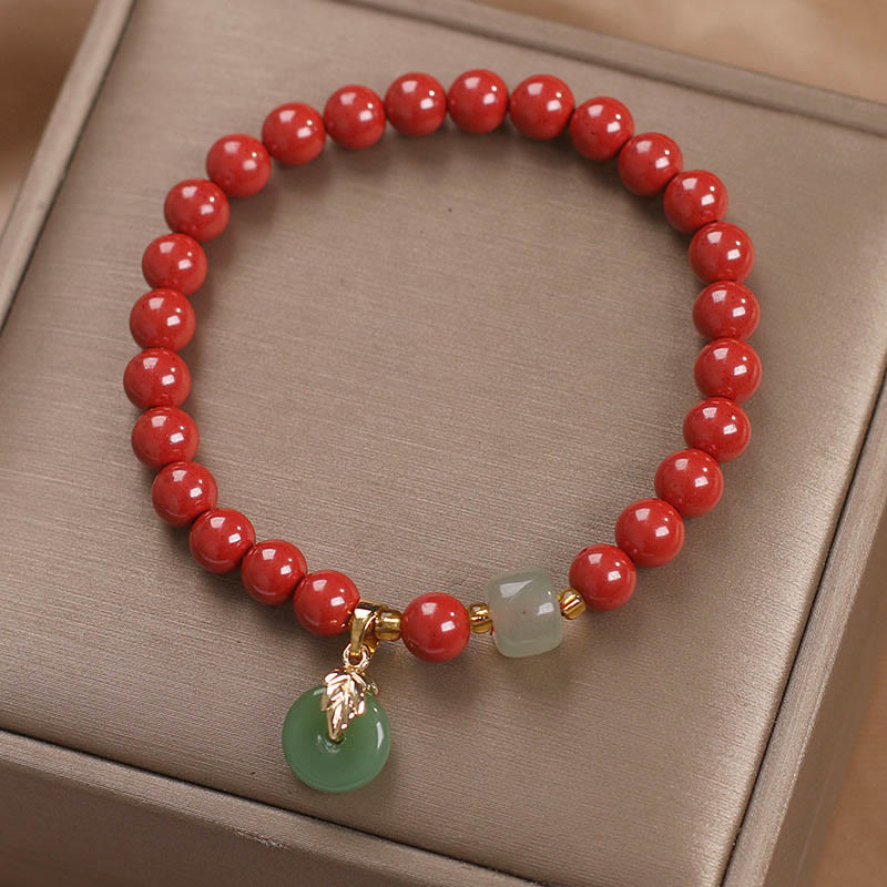 Buddha Stones Lucky Cinnabar Peace Buckle Blessing Bracelet