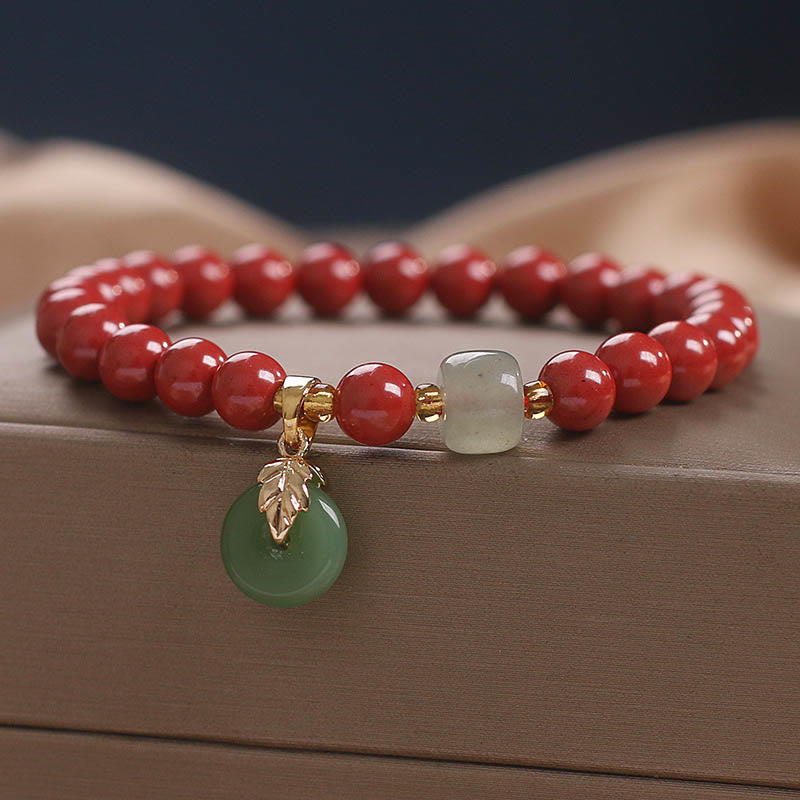 Buddha Stones Lucky Cinnabar Peace Buckle Blessing Bracelet