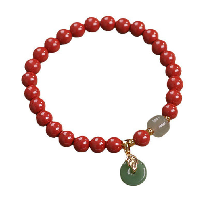 Buddha Stones Lucky Cinnabar Peace Buckle Blessing Bracelet