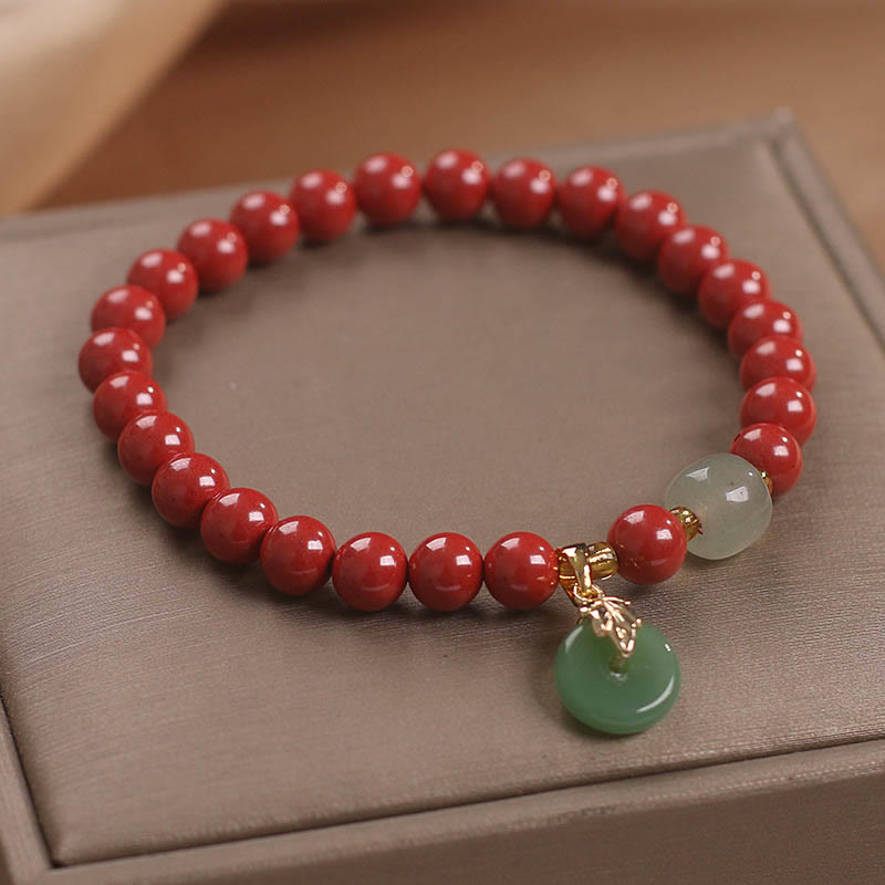 Buddha Stones Lucky Cinnabar Peace Buckle Blessing Bracelet