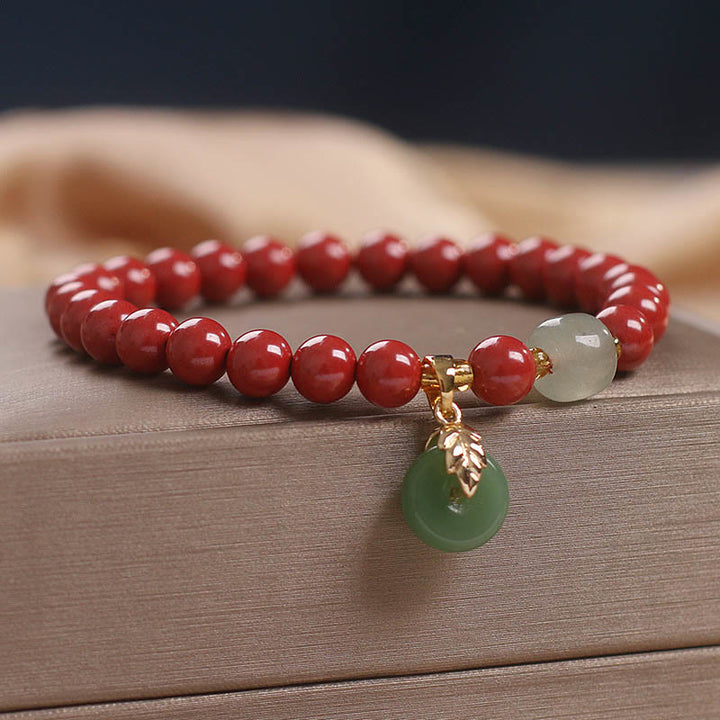 Buddha Stones Lucky Cinnabar Peace Buckle Blessing Bracelet