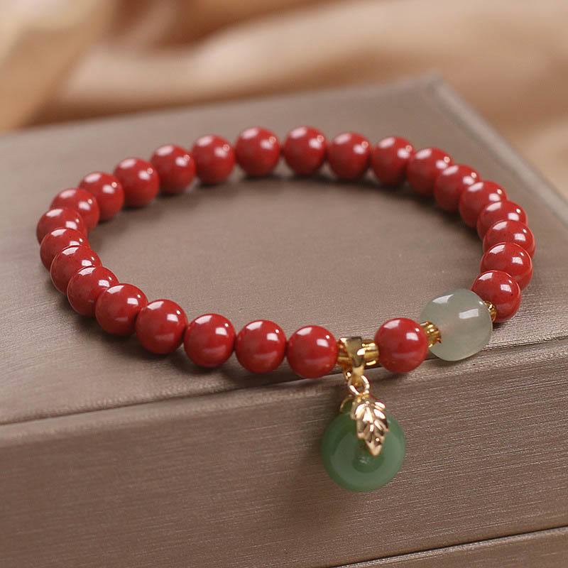 Buddha Stones Lucky Cinnabar Peace Buckle Blessing Bracelet