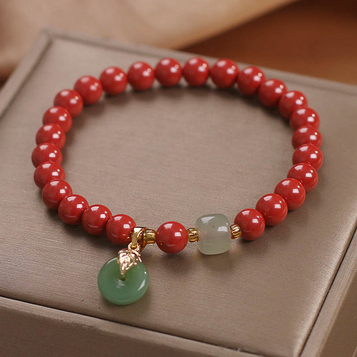 Buddha Stones Lucky Cinnabar Peace Buckle Blessing Bracelet