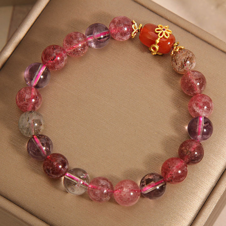 Buddha Stones Natural Super Seven Crystal Red Agate Positivity Bracelet