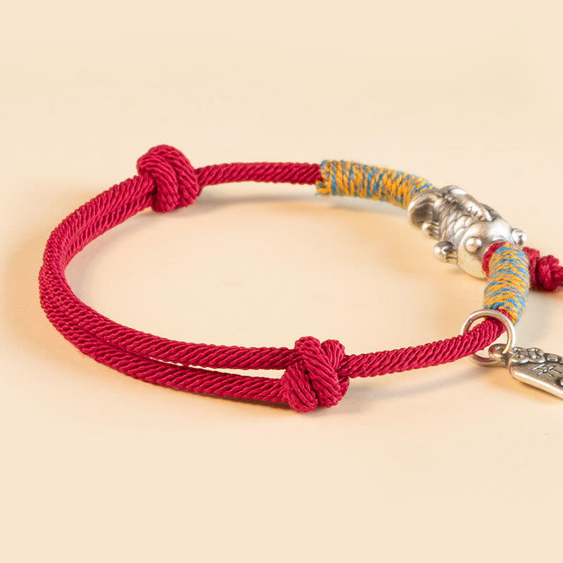 Buddha Stones 999 Sterling Silver Red String Lucky Koi Fish Protection Bracelet - image 9