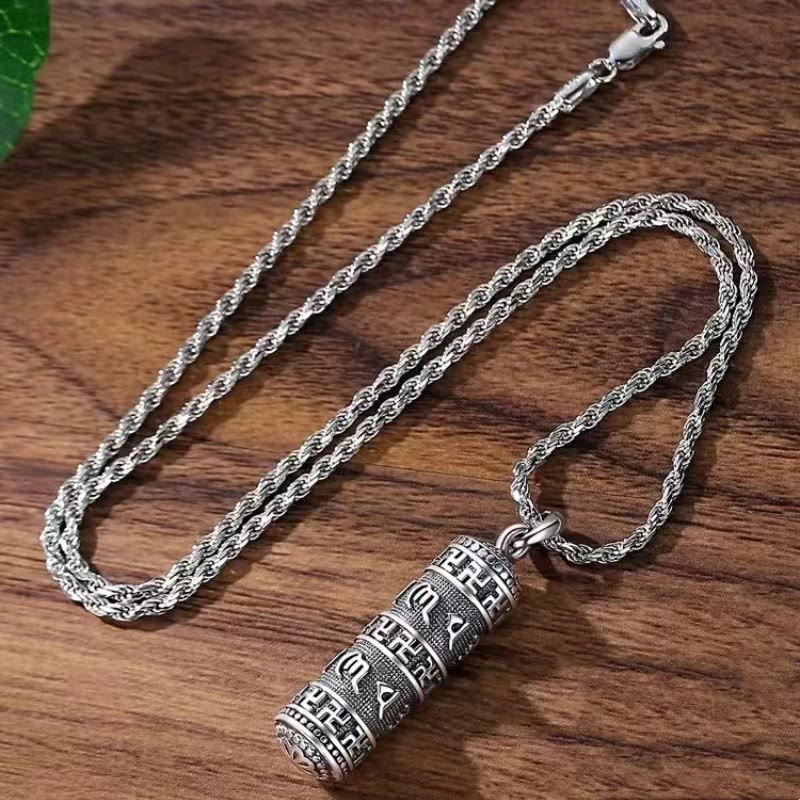 Buddha Stones Om Mani Padme Hum Swastika Twisted Chain Wisdom Necklace Pendant