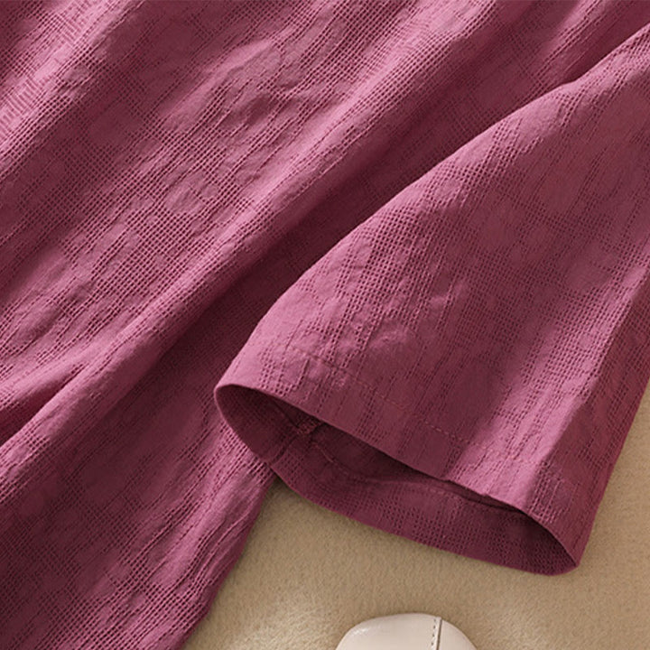 Buddha Stones Plum Blossom Embroidery Frog-Button Short Sleeve Cotton Linen Shirt - image 37