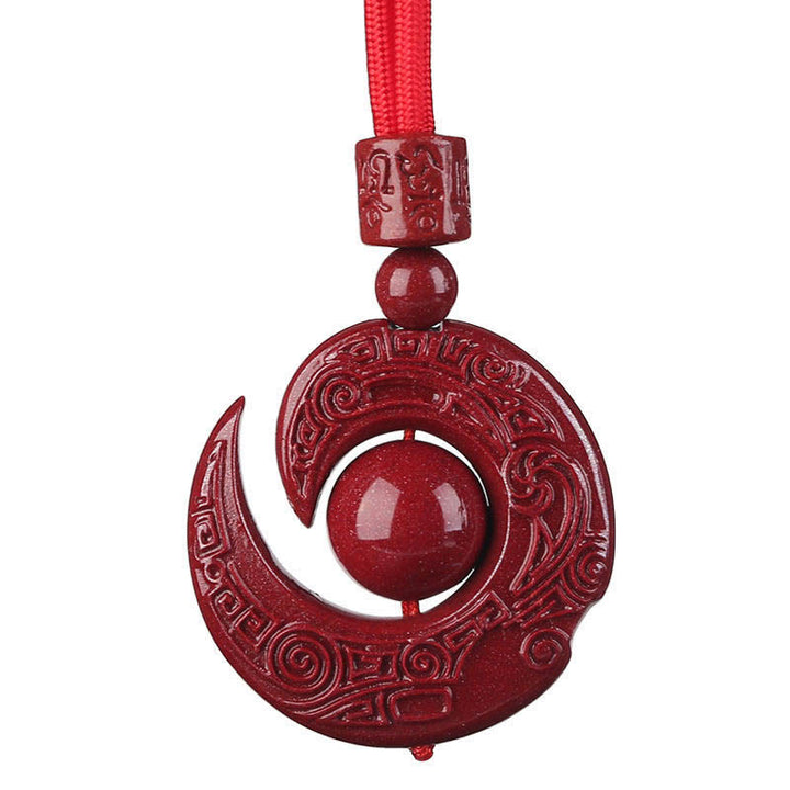 Buddha Stones One's Luck Improves Design Patern Natural Cinnabar Concentration Necklace Pendant