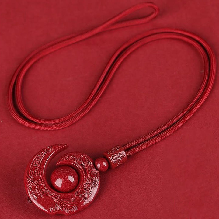 Buddha Stones One's Luck Improves Design Patern Natural Cinnabar Concentration Necklace Pendant