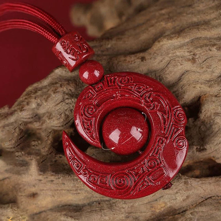 Buddha Stones One's Luck Improves Design Patern Natural Cinnabar Concentration Necklace Pendant