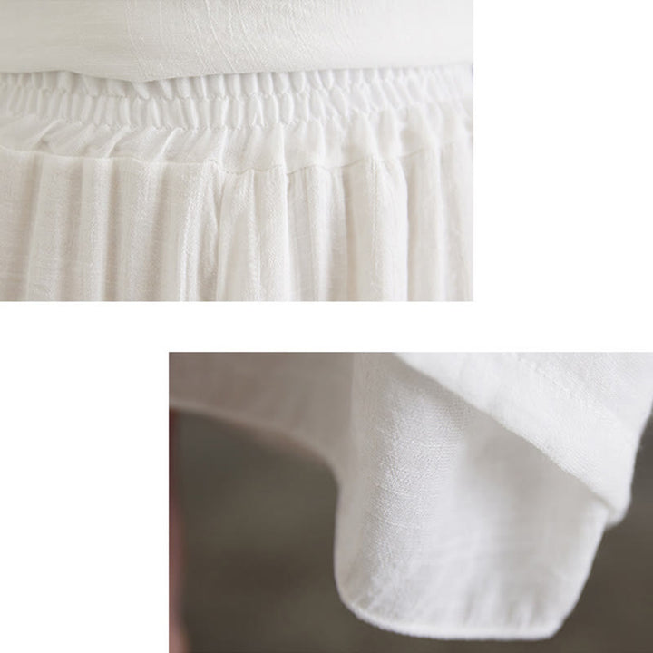 Buddha Stones 2Pcs Frog-Button Long Sleeve Shirt Wide Leg Pants Meditation Cotton Linen Clothing - image 12