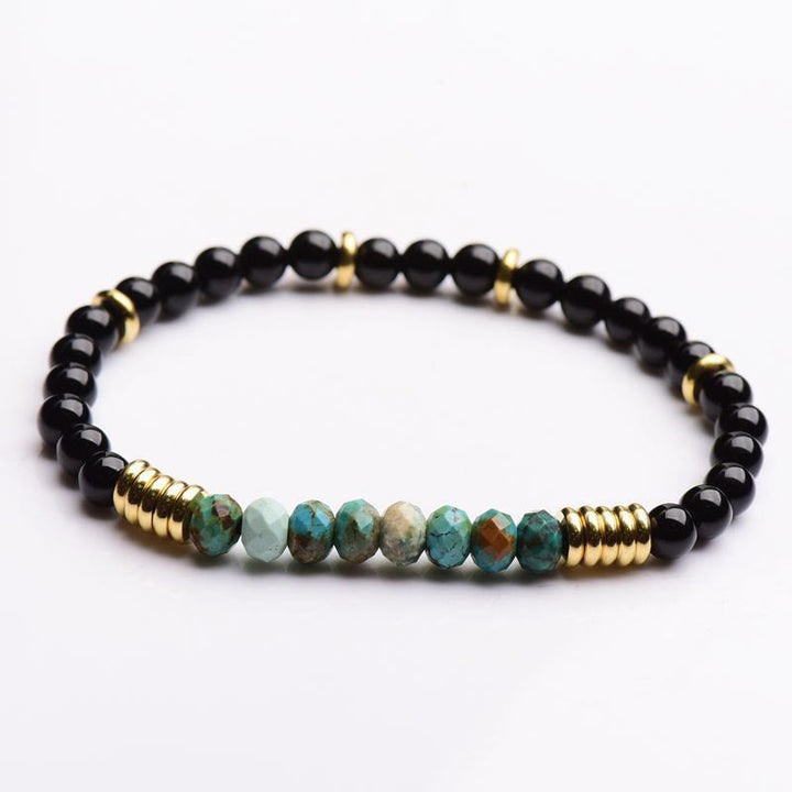 Buddha Stones Vintage Black Onyx Turquoise Protection Bracelet