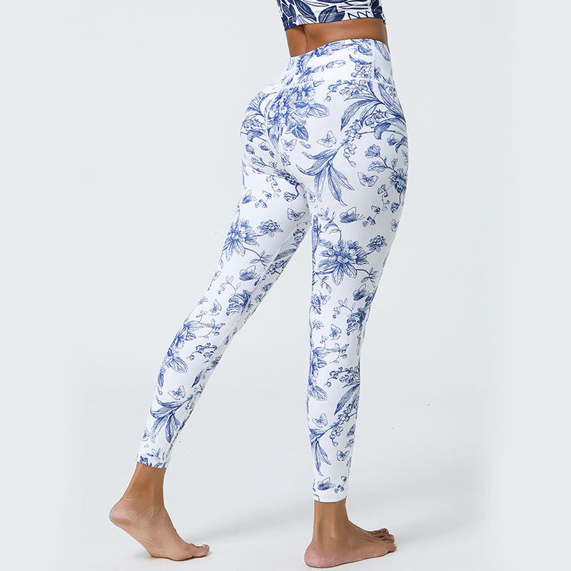 Buddha Stones Flowers Leaves Dandelions Pineapples Print Sports Fitness High Waist Leggings Women's Yoga Pants - image 5