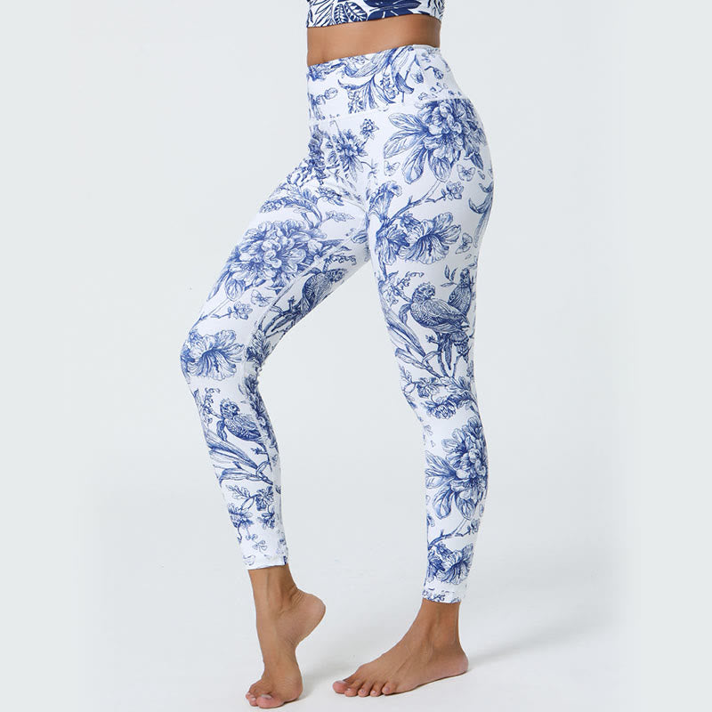 Buddha Stones Flowers Leaves Dandelions Pineapples Print Sports Fitness High Waist Leggings Women's Yoga Pants - image 4
