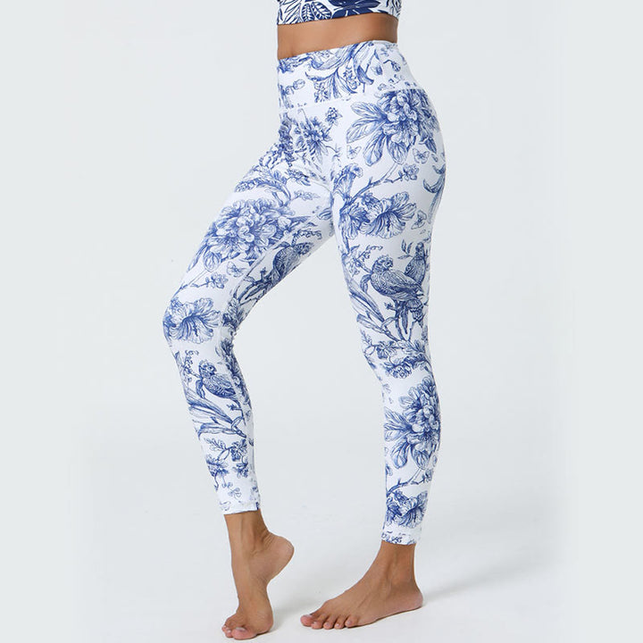 Buddha Stones Flowers Leaves Dandelions Pineapples Print Sports Fitness High Waist Leggings Women's Yoga Pants - image 4