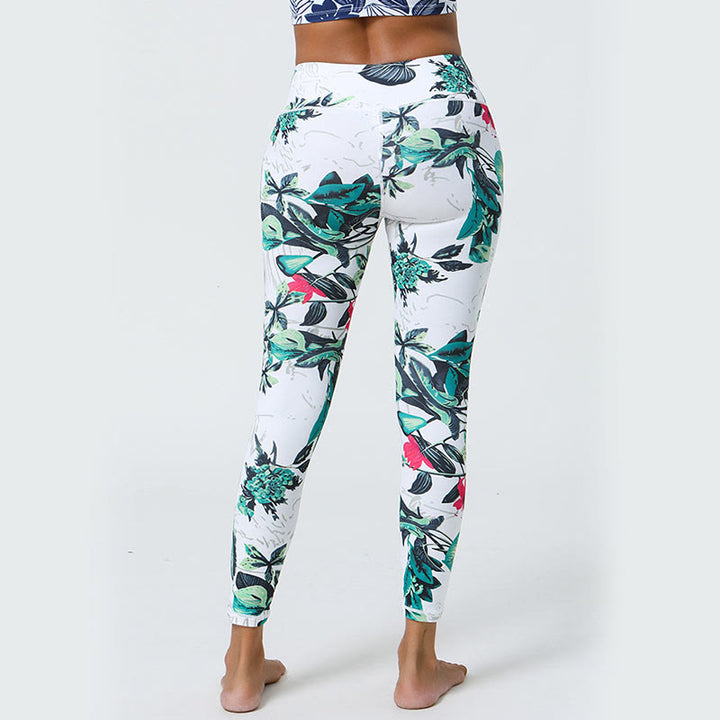 Buddha Stones Flowers Leaves Dandelions Pineapples Print Sports Fitness High Waist Leggings Women's Yoga Pants - image 11