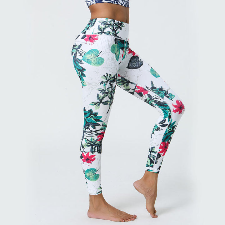 Buddha Stones Flowers Leaves Dandelions Pineapples Print Sports Fitness High Waist Leggings Women's Yoga Pants - image 9