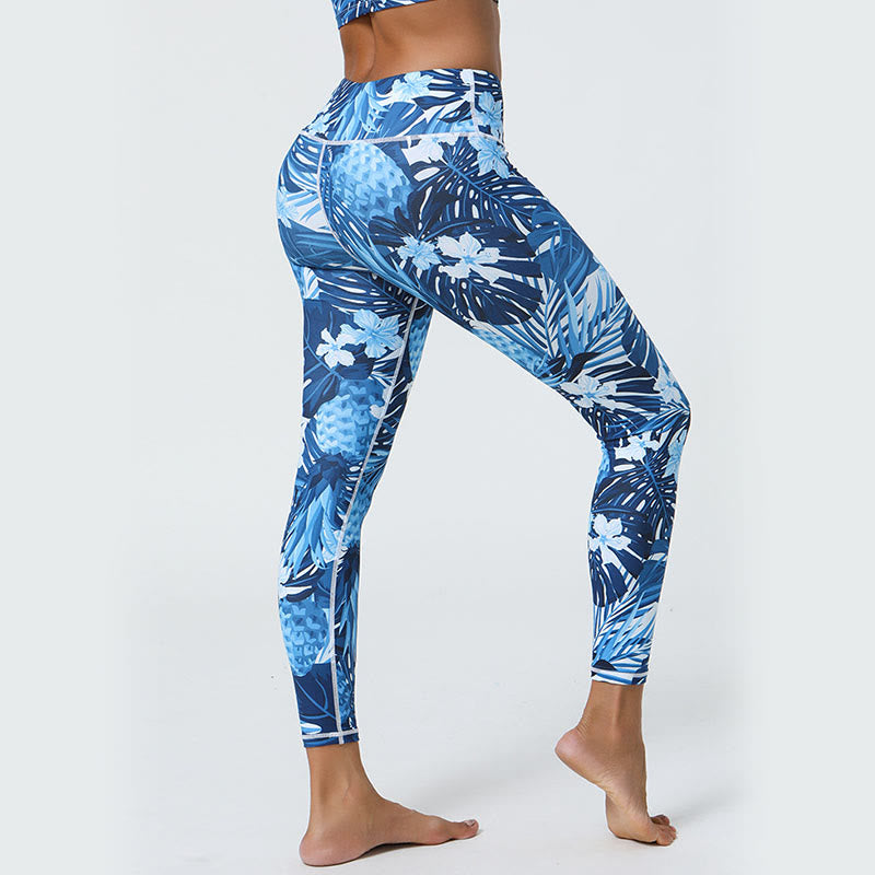 Buddha Stones Flowers Leaves Dandelions Pineapples Print Sports Fitness High Waist Leggings Women's Yoga Pants - image 21