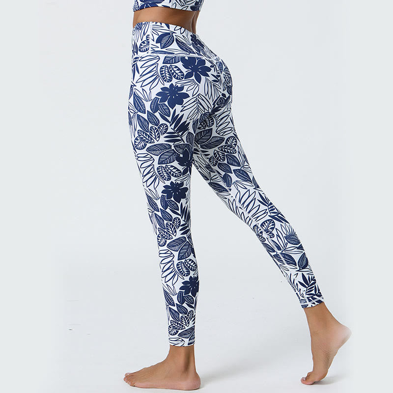Buddha Stones Flowers Leaves Dandelions Pineapples Print Sports Fitness High Waist Leggings Women's Yoga Pants - image 26